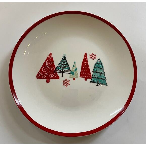 American Atelier CHRISTMAS Salad Plate Set of 4 Stockings Ornament Desert Dishes - Picture 5 of 9